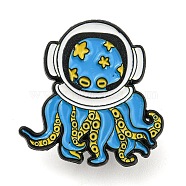 Octopus Astronaut Enamel Pins, Alloy Badge for Backpack Clothes, Deep Sky Blue, 27x26x1mm(JEWB-F024-01A)