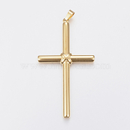 Ion Plating(IP) 304 Stainless Steel Big Pendants, Cross, Golden, 70x39x4mm, Hole: 4x7mm(STAS-I077-02G)