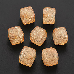 Transparent Crackle Acrylic Beads, Cube, Sandy Brown, 15.5x18x12mm, Hole: 2.5mm, about 275pcs/500g(CACR-S010-05)