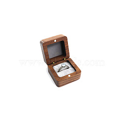 Magnetic Wooden Ring Storage Boxes, with Flip Cover & Velvet Inside, Square, Gray, 4.8x4.8x3cm(WOCR-PW0001-068E)