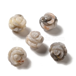 Natural Crazy Agate Carved Flower Beads, Rose, 8.5~10x10x10.5mm, Hole: 1mm(G-O156-B-23)