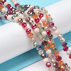 Glass Beads Strands, Faceted, Rondelle, Crimson, 4~4.5x3.5mm, Hole: 1mm, about 121~127pcs/strand, 16.61inch~17.20 inch(42.2~43.7cm)(EGLA-A034-M4mm-05)