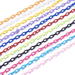 ABS Plastic Cable Chains, Oval, Mixed Color, Link: 13x7~7.5x2mm, 15.35~15.74 inch(39~40cm)/strand(X-KY-E007-01)