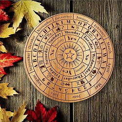 Wood Pendulum Board, Wooden Dowsing Divination Board, for Witchcraft Wiccan Altar Supplies, Flat Round, BurlyWood, 200x5mm(PW-WGB1C7F-08)