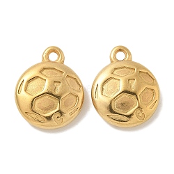 Ion Plating(IP) 304 Stainless Steel Pendants, Football Charm, Real 18K Gold Plated, 17.5x14x4.5mm, Hole: 1.8mm(STAS-Q334-12G-01)