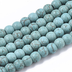 Synthetic Turquoise Beads Strands, Round, Turquoise, 4mm, Hole: 1mm, about 90pcs/strand(TURQ-S192-4mm-2)
