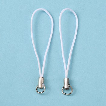 Mobile Phone Strap, Colorful DIY Cell Phone Straps, Alloy Ends with Iron Rings, White, 6cm