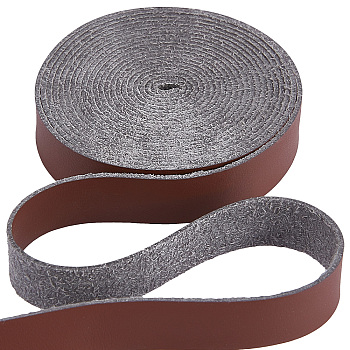 Matte Style PU Leather Ribbon, Flat, Saddle Brown, 1/2 inch(12.5mm), about 2.19 Yards(2m)/Roll