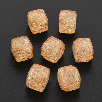 Transparent Crackle Acrylic Beads, Cube, Sandy Brown, 15.5x18x12mm, Hole: 2.5mm, about 275pcs/500g