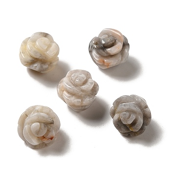 Natural Crazy Lace Agate Carved Flower Beads, Rose, 8.5~10x10x10.5mm, Hole: 1mm
