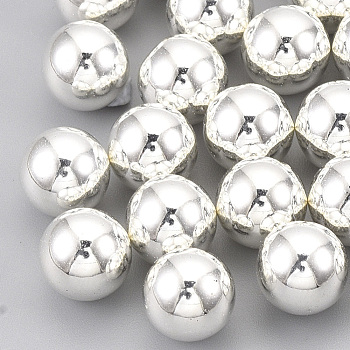 ABS Plastic Beads, No Hole/Undrilled, Round, Silver Color Plated, 6mm, about 5000pcs/500g