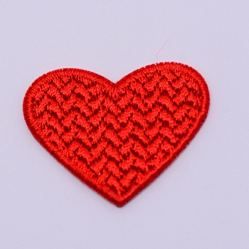 Computerized Embroidery Cloth Iron on/Sew on Patches, Costume Accessories, Appliques, Heart, Red, 26x33x1mm