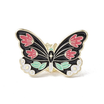Butterfly Enamel Pin, Gold Plated Alloy Badge for Backpack Clothes, Light Coral, 20x31x1.5mm