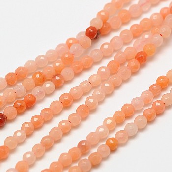 Natural Pink Aventurinee Beads Strands, Faceted Round, 3mm, Hole: 0.8mm, about 129pcs/strand, 15 inch