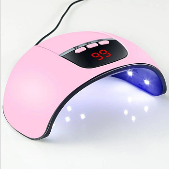 54W Plastic Nail Dryer, LED UV Lamp for Curing Nail, Gel Polish Fast-Dry, USB Interface, Pink, 18x14x7cm