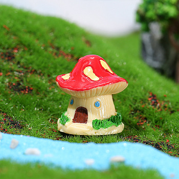 Resin Miniature Mini Mushroom House, Home Micro Landscape Decorations, for Fairy Garden Dollhouse Accessories Pretending Prop Decorations, Lemon Chiffon, 26x29mm