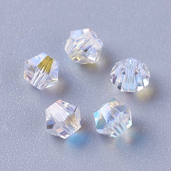 Imitation Austrian Crystal Beads, K9 Glass, Faceted, Bicone, Clear AB, 4x3.5mm, Hole: 0.9mm