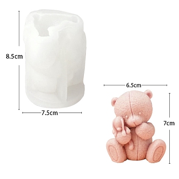 Food Grade DIY Silicone Candle Molds, For Candle Making, Bear, White, 7.5x7.5x8.5cm