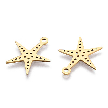 201 Stainless Steel Pendants, Star Charm, Golden, 20x18x1mm, Hole: 1.8mm