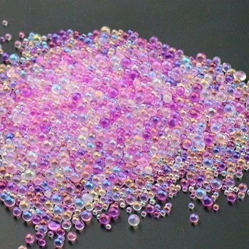 AB Color Plated 3D Nail Art Glass Mini Ball Beads, Tiny Caviar Nail Beads, DIY Nails Art Round Decorations, Medium Orchid, 0.4~3mm, 720~1000pcs/bag