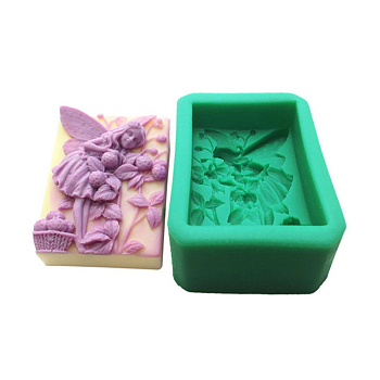 Rectangle Soap Silicone Molds, for DIY Soap Craft Making, Angel Pattern, Random Color, 96x74x33mm, Finished Product: 75x54x29mm