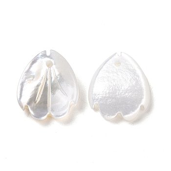 Natural White Shell Charms, Flower Petal, Seashell Color, 12~12.5x10.5x2~2.5mm, Hole: 1mm