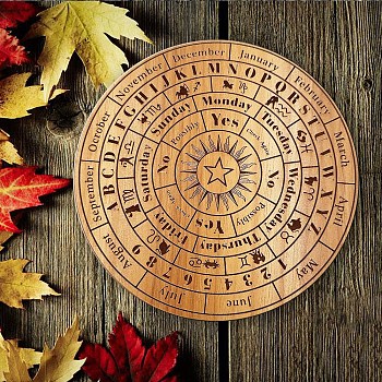 Wood Pendulum Board, Wooden Dowsing Divination Board, for Witchcraft Wiccan Altar Supplies, Flat Round, BurlyWood, 200x5mm