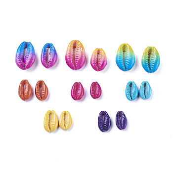 Cowrie Shell Beads, Dyed/Spray Paint, No Hole/Undrilled, Mixed Color, 14.5~24x9~17x5~8mm and 20~26x13~18x5~7mm, 10pcs/color, 80pcs/set