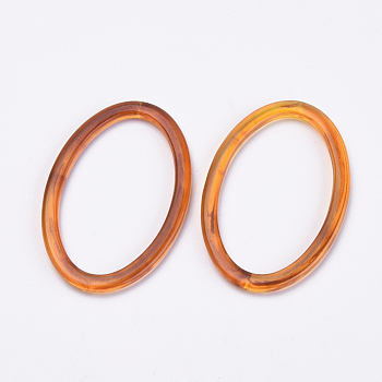 Acrylic Link Rings, Imitation Amber, Oval, Dark Orange, 56.5x36x3.5mm