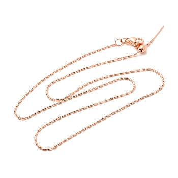 1mm Rack Plating Brass Column Link Chain Adjustable Slider Necklaces for Women Men, Cadmium Free & Lead Free, 901 Stainless Steel Clasp, Long-Lasting Plated, Rose Gold, 17.95 inch(45.6cm)