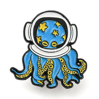 Octopus Astronaut Enamel Pins, Alloy Badge for Backpack Clothes, Deep Sky Blue, 27x26x1mm