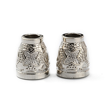 Alloy Cord End, with Butterfly Pattern, Bag & Cloth Making Supplies, Platinum, 13x11mm, Hole: 5mm, Inner Diameter: 9mm