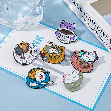 hobbiesay 6piezas 6 pin esmaltado estilo gato con taza(JEWB-HY0001-25)-4