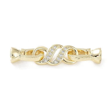 Golden Clear Brass+Cubic Zirconia Fold Over Clasps