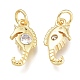Brass Micro Pave Clear Cubic Zirconia Charms(KK-M206-36G)-2