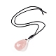 Natural Rose Quartz Pendant Necklace for Women(NJEW-C031-01)-2