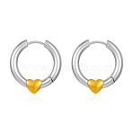 304 Stainless Steel Heart Huggie Hoop Earrings for Women, Stainless Steel Color, 20.5x19.5mm(WG7102D-01)
