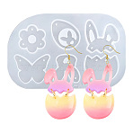 Easter DIY Silicone Pendant Molds, Resin Casting Molds, for UV Resin, Epoxy Resin Craft Making, Rabbit, White, 68x105x4mm, Inner Diameter: 23~29x22~30mm(SIMO-G011-03A)