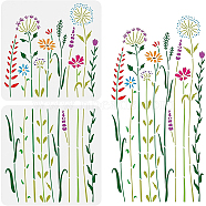 Plastic Drawing Painting Stencils Templates Sets, for Painting on Scrapbook Canvas Tiles Floor Furniture Painting School Projects, Square with Tree Pattern, Plants Pattern, 30x30cm, 2 patterns/set(DIY-WH0172-1018)