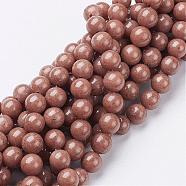 Natural Mashan Jade Round Beads Strands, Dyed, Camel, 8mm, Hole: 1mm, about 51pcs/strand, 15.7 inch(G-D263-8mm-XS27)