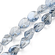 Pearl Luster Plated Electroplate Transparent Glass Beads Strands, Faceted Polygon, Light Steel Blue, 7.5x6x6.8mm, Hole: 1mm, about 90pcs/strand, 26.85 inch(68.2cm)(EGLA-G037-04A-PL02)