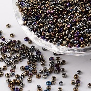 12/0 Glass Seed Beads, Iris Round, Olive Drab, 2mm, about 30000pcs/pound(SDB602)