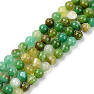 Natural Sardonyx Beads Strands, Dyed & Heated, Round, Green, 8mm, Hole: 1mm, about 48pcs/strand, 14.96 inch(38cm)(G-S369-002C-B01)