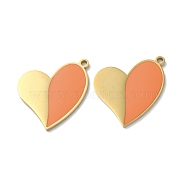Ion Plating(IP) 304 Stainless Steel Pendants, with Enamel, Heart Charm, Golden, 19.5x22x1.5mm, Hole: 1.6mm(STAS-C083-05G-02)