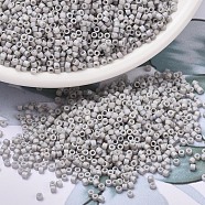 MIYUKI Delica Beads, Cylinder, Japanese Seed Beads, 11/0, (DB1528) Matte Opaque Light Smoke AB, 1.3x1.6mm, Hole: 0.8mm, about 20000pcs/bag, 100g/bag(SEED-J020-DB1528)