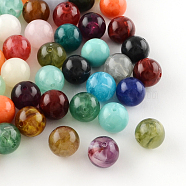 Round Imitation Gemstone Acrylic Beads, Mixed Color, 12mm, Hole: 2mm(X-OACR-R029-12mm-M)