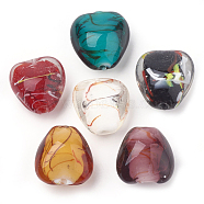 Handmade Lampwork Beads, Heart, Mixed Color, 23~24x23x16mm, Hole: 1.5~2mm(LAMP-S188-07)