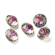K9 Glass Rhinestone Pointed Back Cabochons, Back Plated, Faceted, Diamond, Flower Pattern, Volcano, 10x6mm(X-RGLA-P030-06B-001VO)