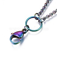 Ion Plating(IP) 304 Stainless Steel Rolo Chain Necklace Making, with Jump Rings and Lobster Claw Clasp, Rainbow Color, 27.56 inch(70cm)(STAS-S119-007)