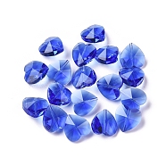 Transparent Glass Beads, Faceted, Heart, Blue, 14x14x8~9mm, Hole: 1~1.2mm(GLAA-K002-05A-09)